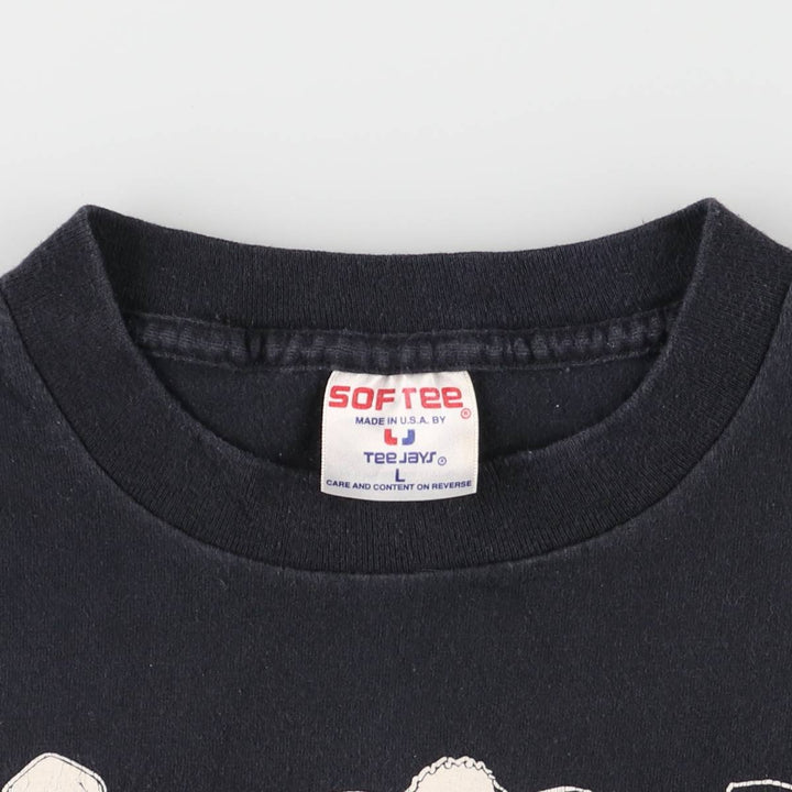90'S SOFTEE Cow Print Animal T-Shirt Made in USA Men's Size L Vintage cotton black type Vintage Second Hand