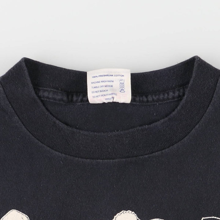 90'S SOFTEE Cow Print Animal T-Shirt Made in USA Men's Size L Vintage cotton black type Vintage Second Hand