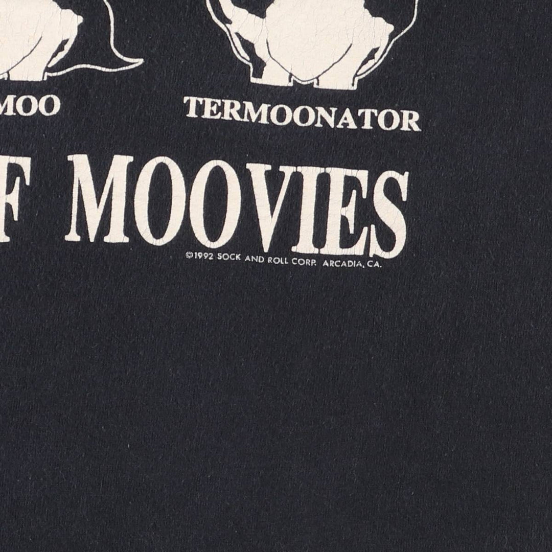 90'S SOFTEE Cow Print Animal T-Shirt Made in USA Men's Size L Vintage cotton black type Vintage Second Hand
