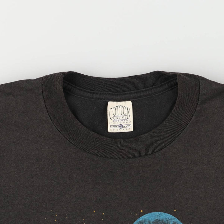 90'S COTTON GROVE Wolf Pattern Animal T-shirt Made in USA Men's XL Vintage cotton black type Vintage Second Hand
