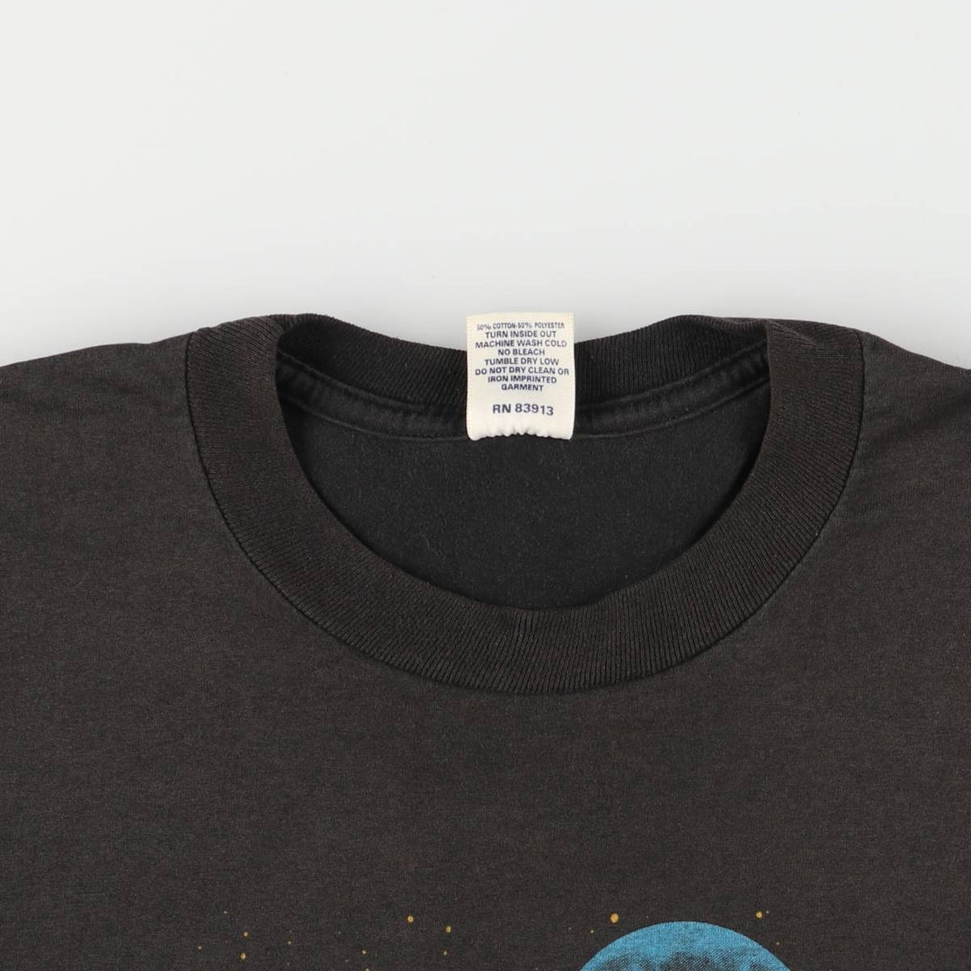 90'S COTTON GROVE Wolf Pattern Animal T-shirt Made in USA Men's XL Vintage cotton black type Vintage Second Hand