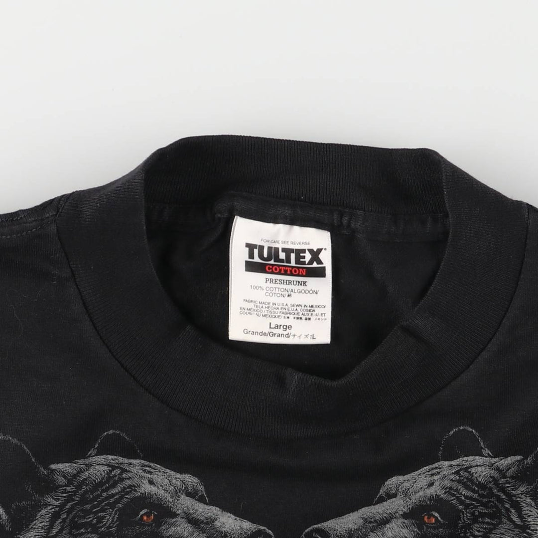 90'S Tartex TULTEX Bear Pattern Animal T-shirt Men's L size Vintage cotton black type Vintage Second Hand