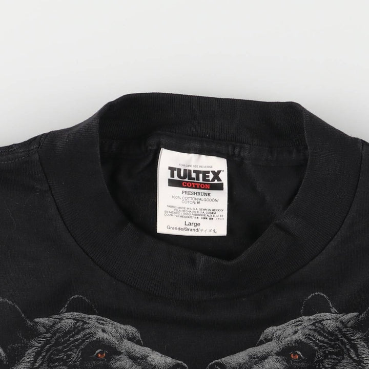 90'S Tartex TULTEX Bear Pattern Animal T-shirt Men's L size Vintage cotton black type Vintage Second Hand