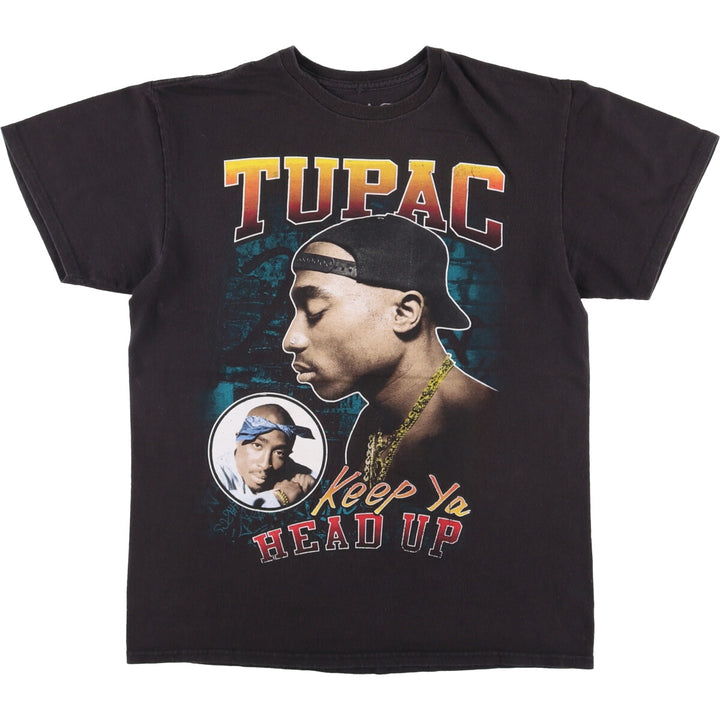 2pac Rap T-shirt, Men's M size cotton black type Vintage Second Hand