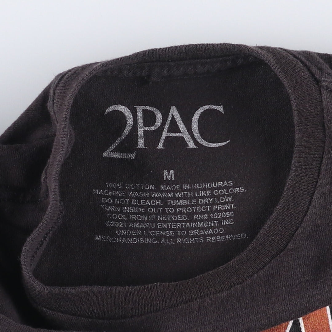2pac Rap T-shirt, Men's M size cotton black type Vintage Second Hand