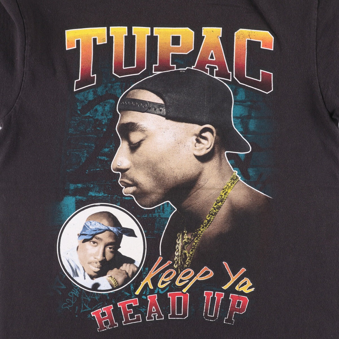 2pac Rap T-shirt, Men's M size cotton black type Vintage Second Hand