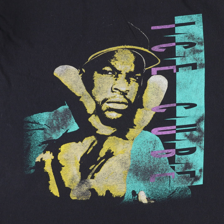 ICE CUBE Rap T-shirt, Men's S size unclear black type Vintage Second Hand