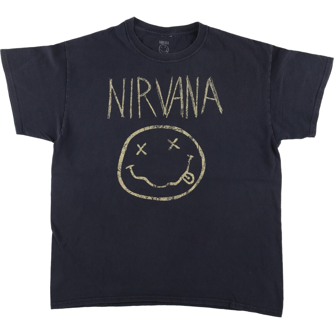 NIRVANA Nirvana Band T-shirt, Band T, Men's L size unclear black type Vintage Second Hand