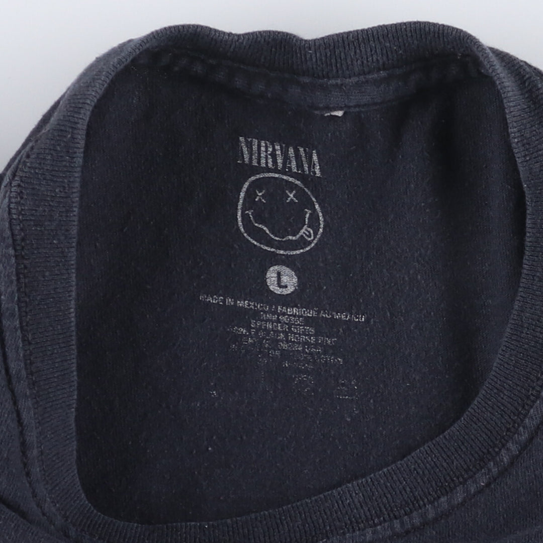 NIRVANA Nirvana Band T-shirt, Band T, Men's L size unclear black type Vintage Second Hand