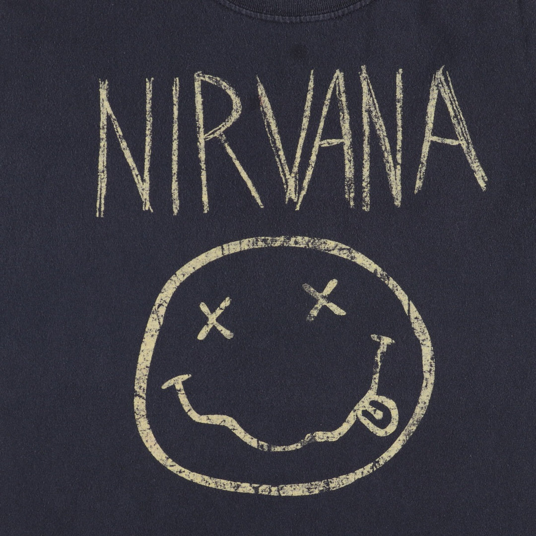 NIRVANA Nirvana Band T-shirt, Band T, Men's L size unclear black type Vintage Second Hand