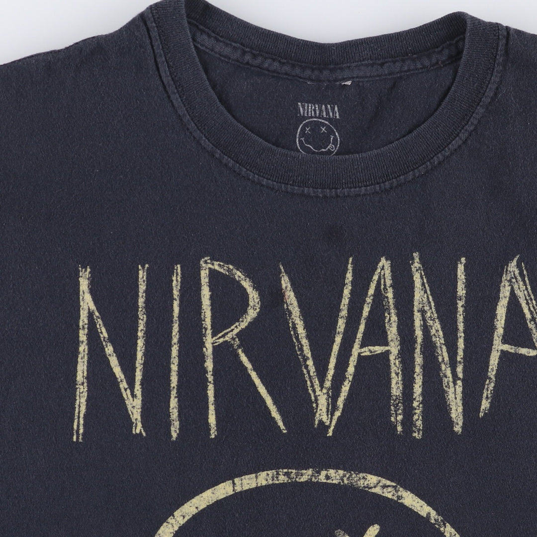 NIRVANA Nirvana Band T-shirt, Band T, Men's L size unclear black type Vintage Second Hand