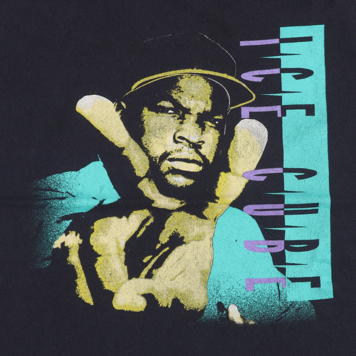 ICE CUBE Rap T-shirt, Men's XL size unclear black type Vintage Second Hand