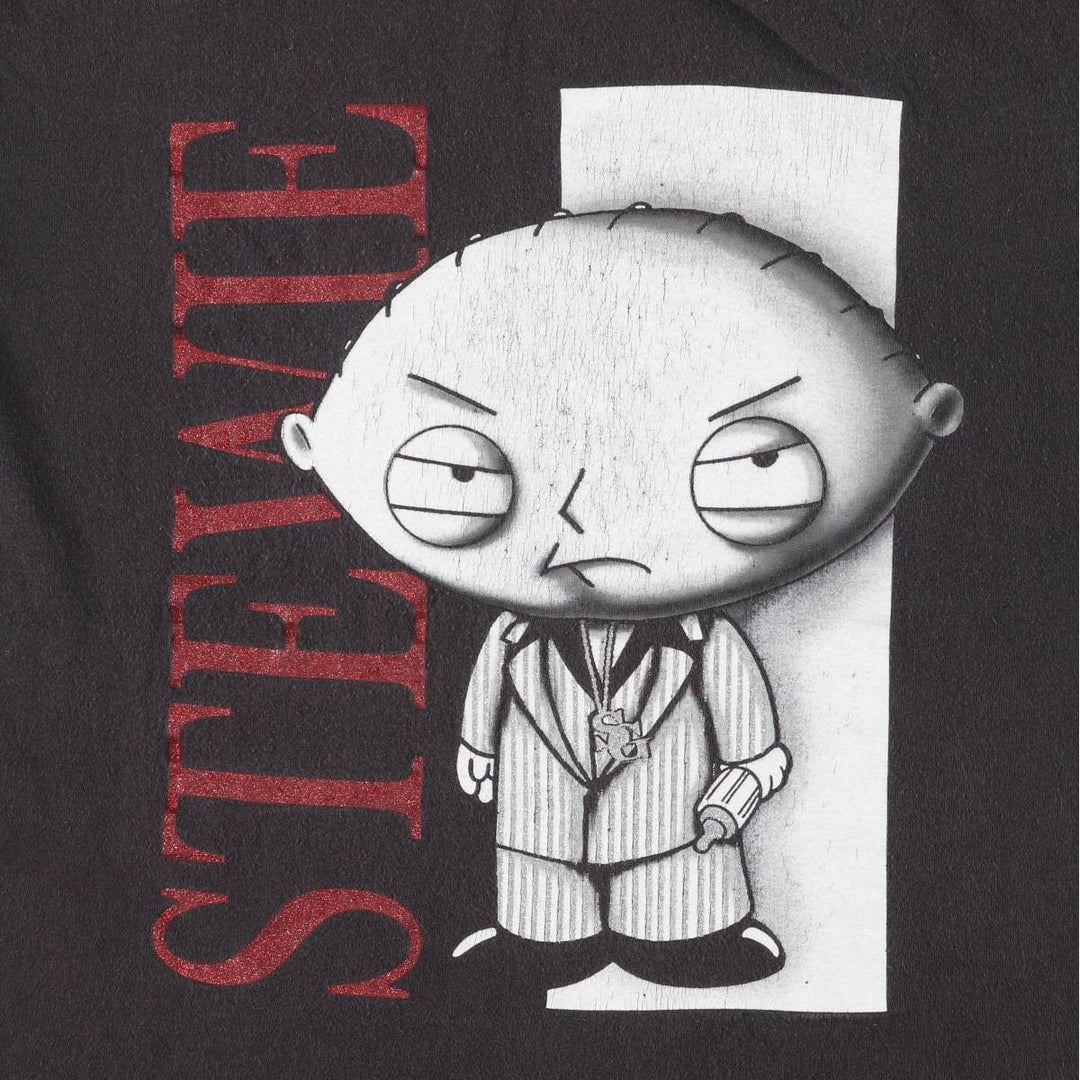 00'S Delta Family Guy Stewie Griffin Anime Character Print T-Shirt Men's M unclear black type Vintage Second Hand