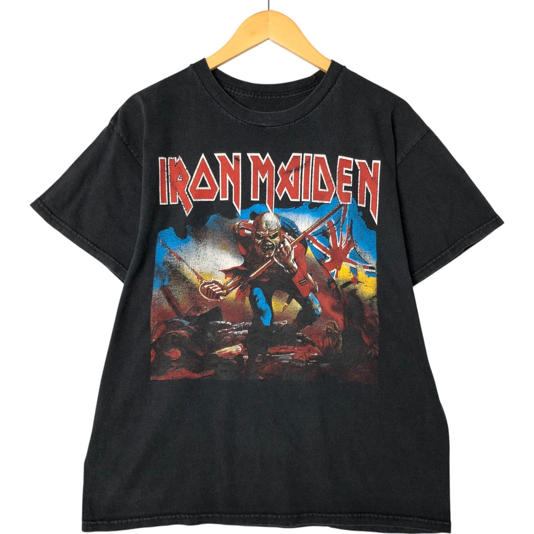 IRON MAIDEN Iron Maiden Band T-shirt Band T Men's M size unclear black type Vintage Second Hand