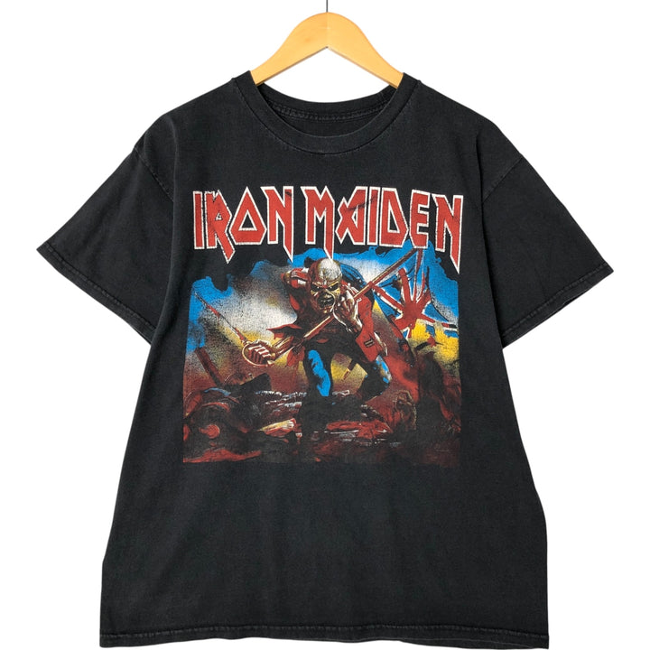 IRON MAIDEN Iron Maiden Band T-shirt Band T Men's M size unclear black type Vintage Second Hand