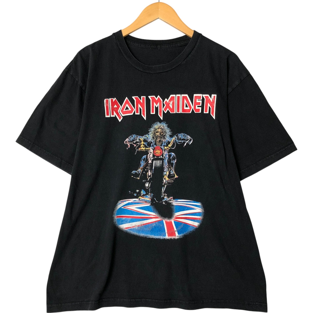 IRON MAIDEN Iron Maiden Band T-shirt Band T Men's L size unclear black type Vintage Second Hand