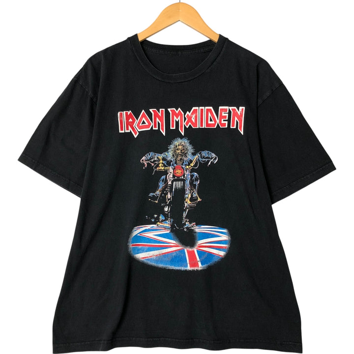 IRON MAIDEN Iron Maiden Band T-shirt Band T Men's L size unclear black type Vintage Second Hand