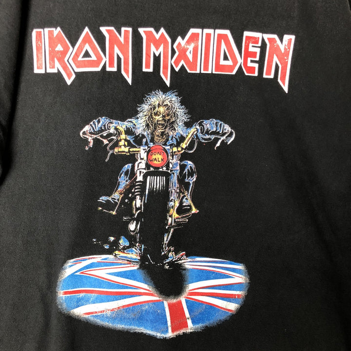 IRON MAIDEN Iron Maiden Band T-shirt Band T Men's L size unclear black type Vintage Second Hand