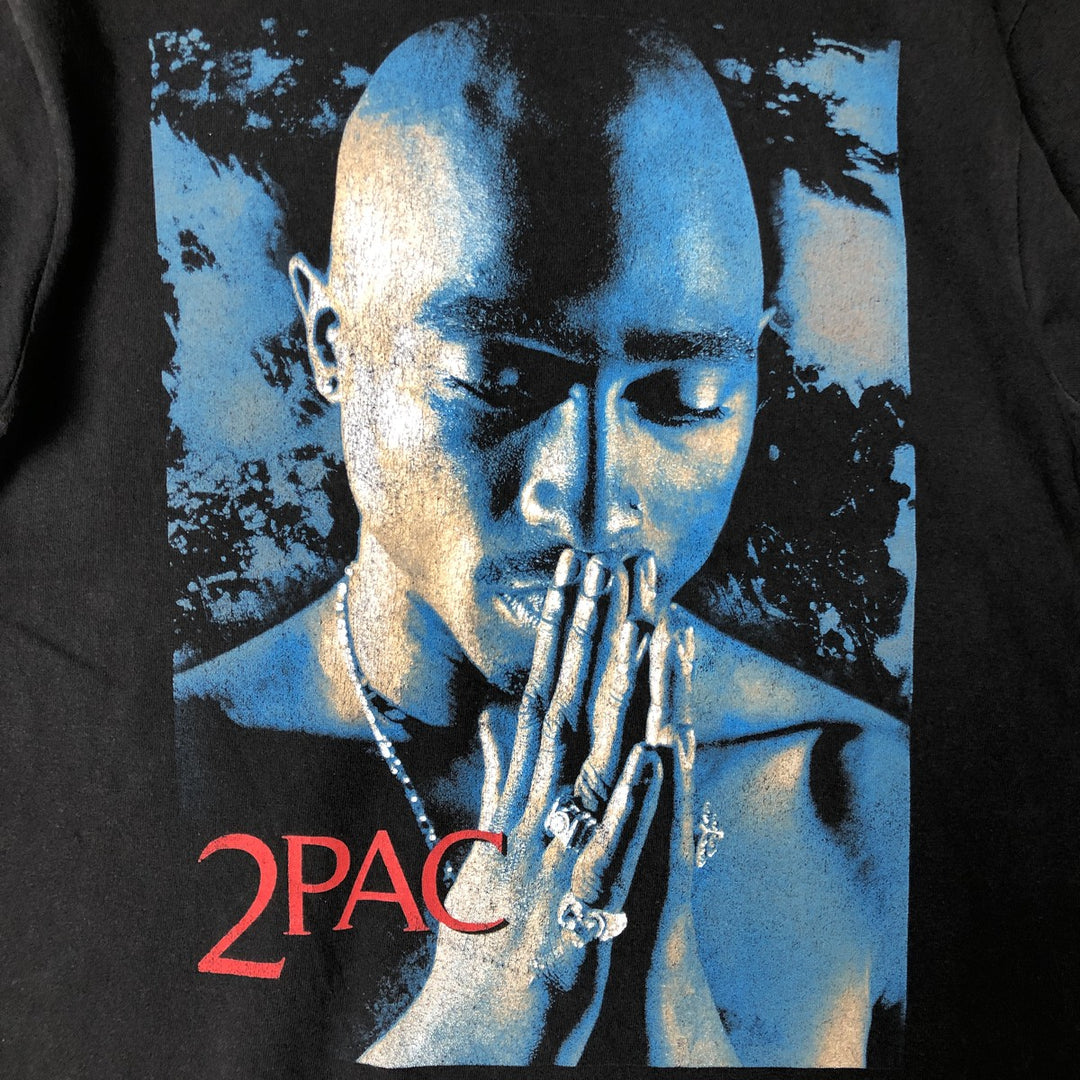 2pac Rap T-shirt, Men's S size unclear black type Vintage Second Hand