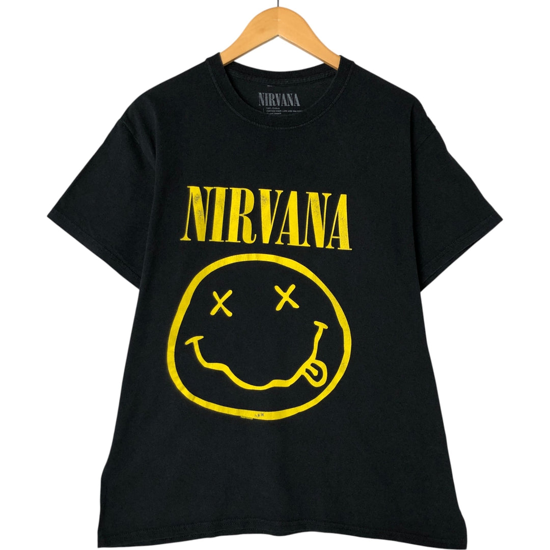 NIRVANA Nirvana Band T-shirt, Band T, Men's L size cotton black type Vintage Second Hand
