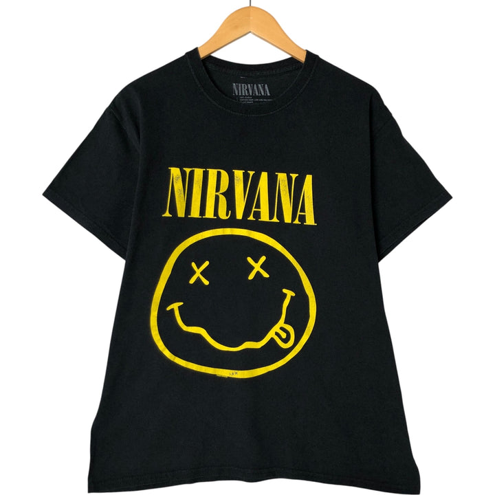 NIRVANA Nirvana Band T-shirt, Band T, Men's L size cotton black type Vintage Second Hand