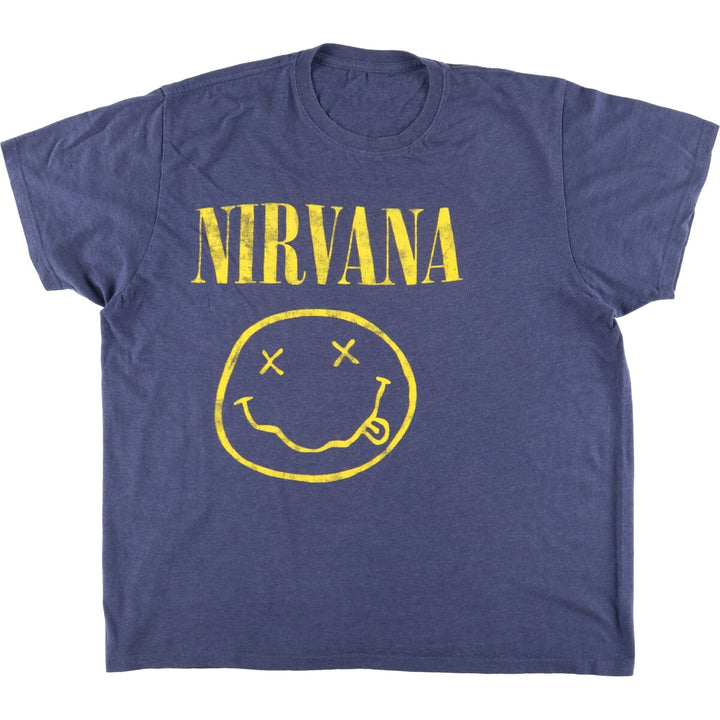 NIRVANA Nirvana Band T-shirt, Band T, Men's XL size cotton blue type Vintage Second Hand