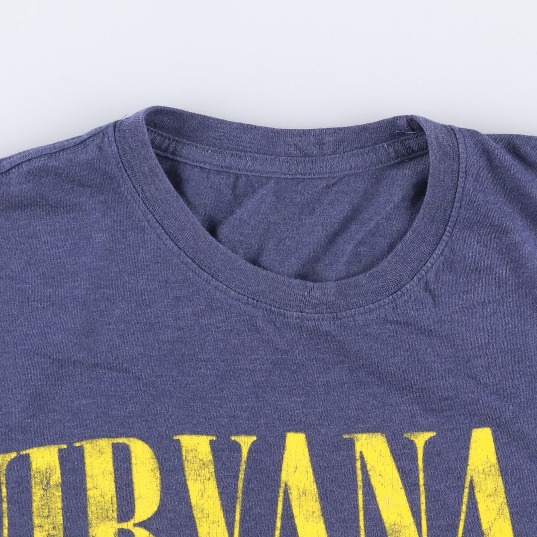 NIRVANA Nirvana Band T-shirt, Band T, Men's XL size cotton blue type Vintage Second Hand