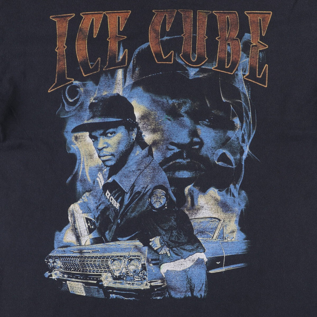ICE CUBE Rap T-shirt, Men's M size unclear black type Vintage Second Hand