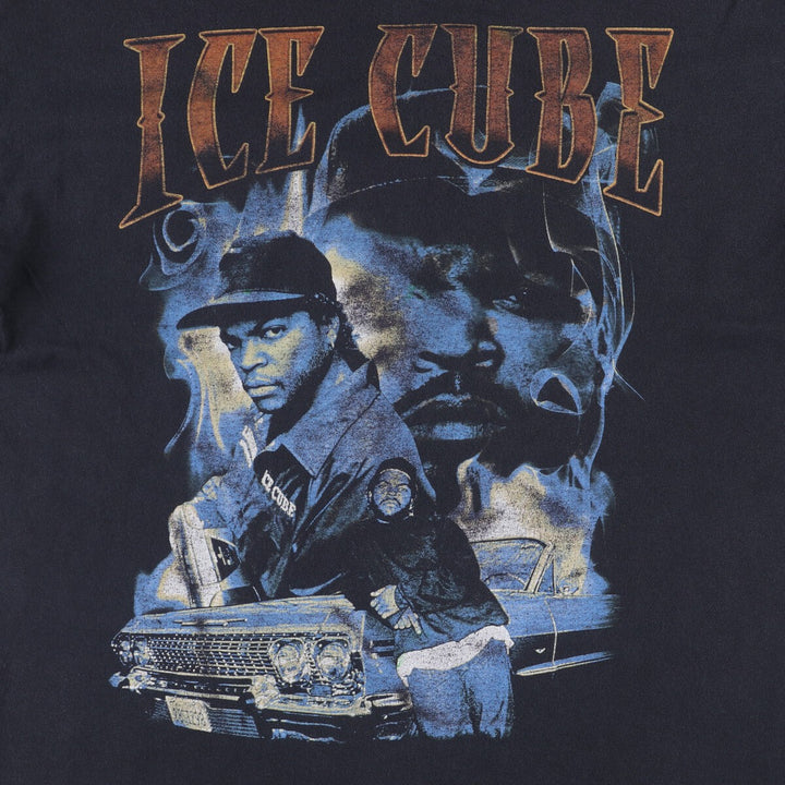 ICE CUBE Rap T-shirt, Men's M size unclear black type Vintage Second Hand