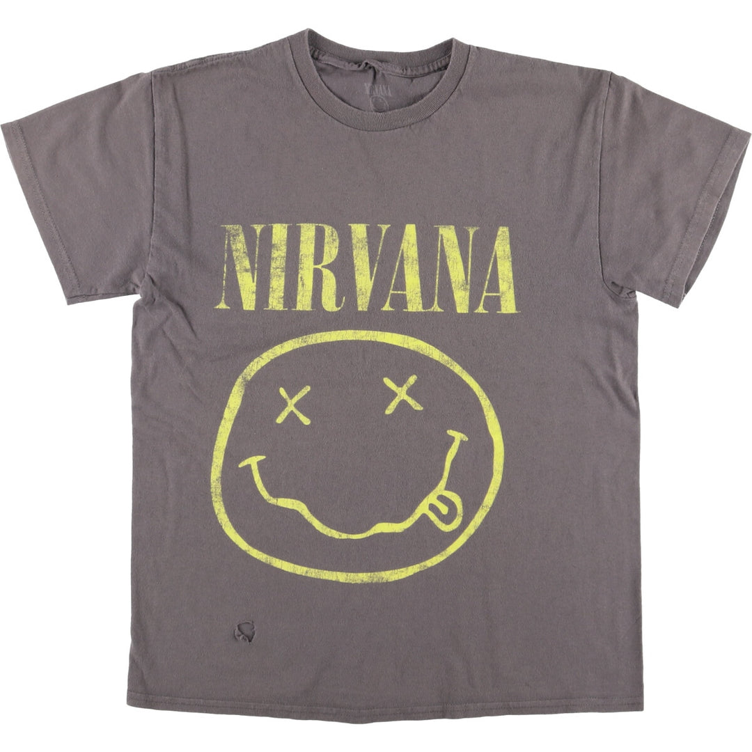 NIRVANA Nirvana Band T-shirt, Band T, Men's M size cotton gray type Vintage Second Hand