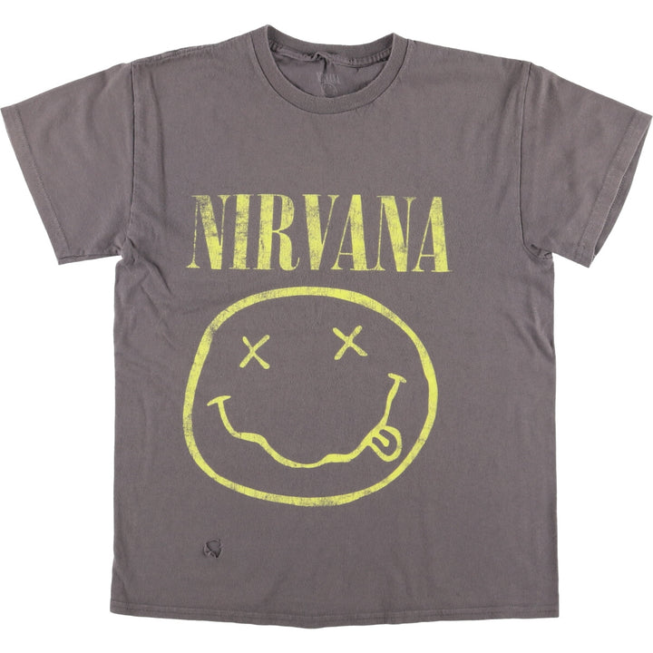 NIRVANA Nirvana Band T-shirt, Band T, Men's M size cotton gray type Vintage Second Hand