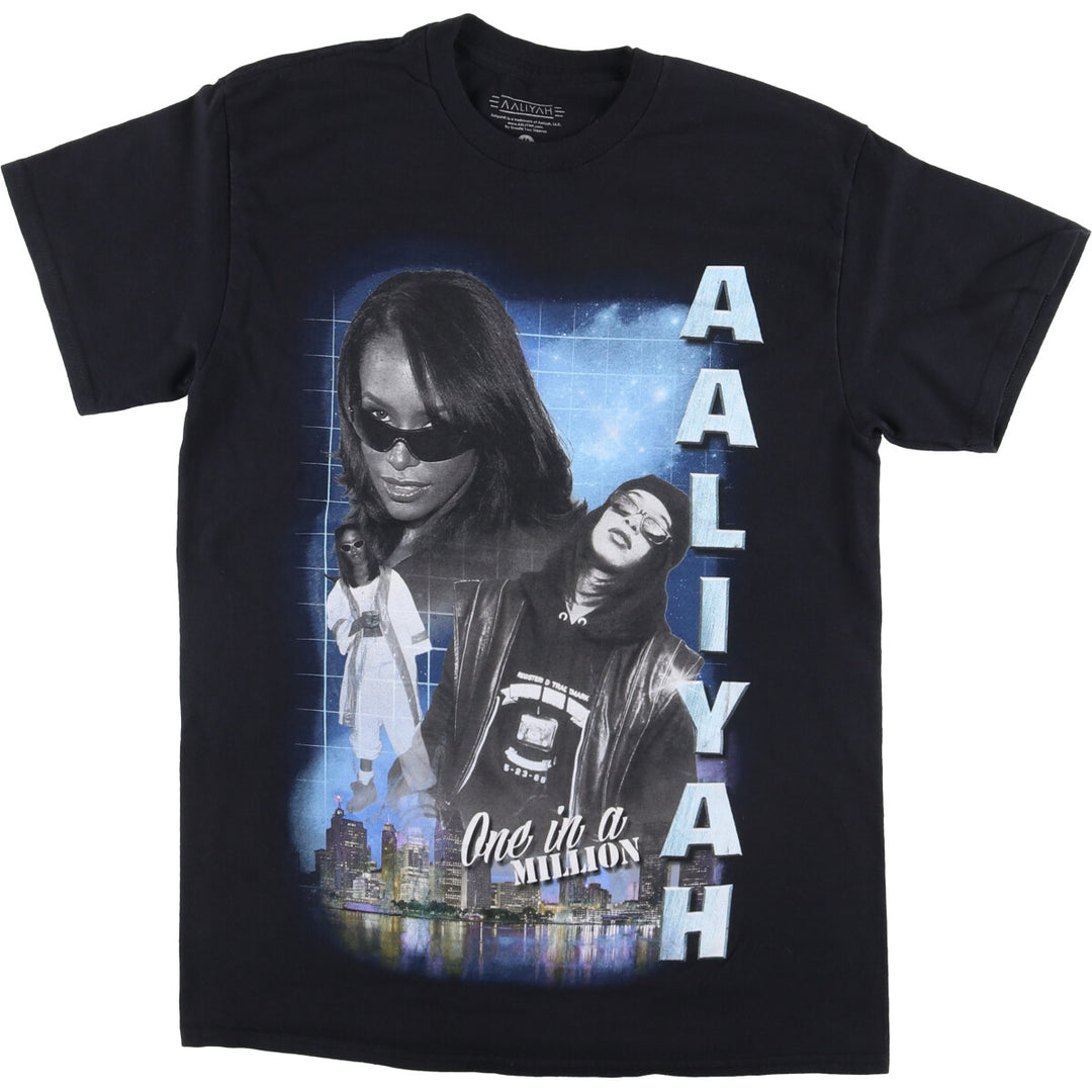 AALIYAH Aaliyah Rap T-shirt Rap T Men's M size cotton black type Vintage Second Hand