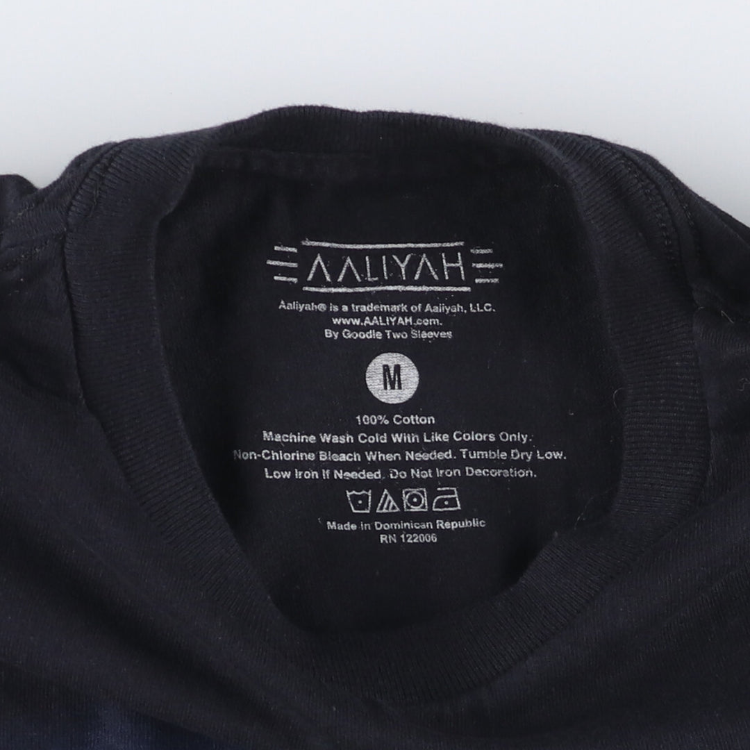 AALIYAH Aaliyah Rap T-shirt Rap T Men's M size cotton black type Vintage Second Hand