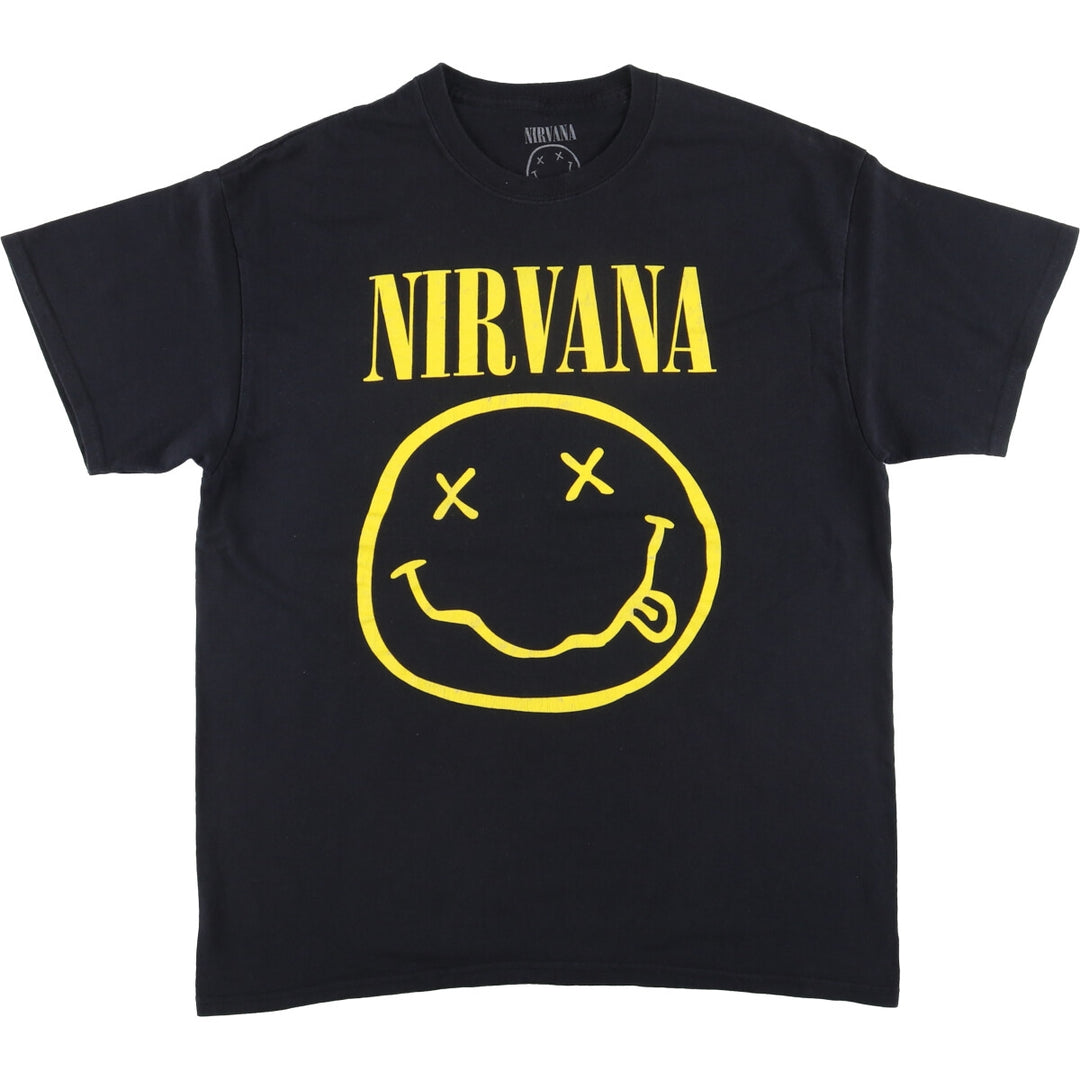 NIRVANA Nirvana Band T-shirt, Band T, Men's L size cotton black type Vintage Second Hand