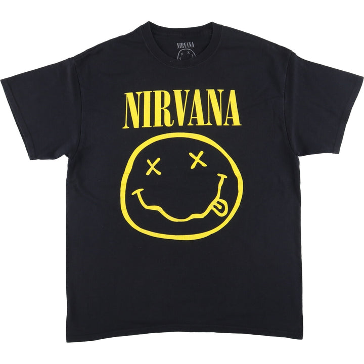 NIRVANA Nirvana Band T-shirt, Band T, Men's L size cotton black type Vintage Second Hand