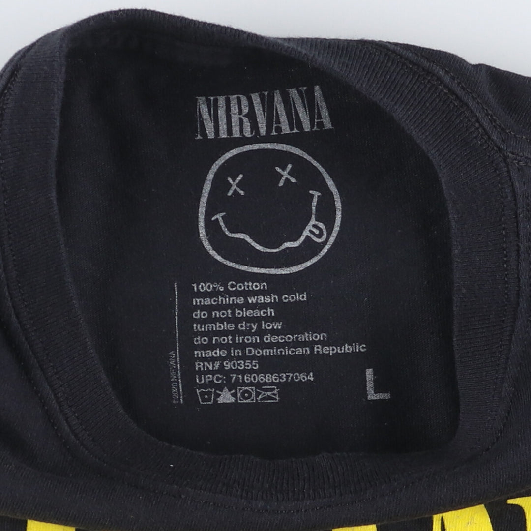 NIRVANA Nirvana Band T-shirt, Band T, Men's L size cotton black type Vintage Second Hand