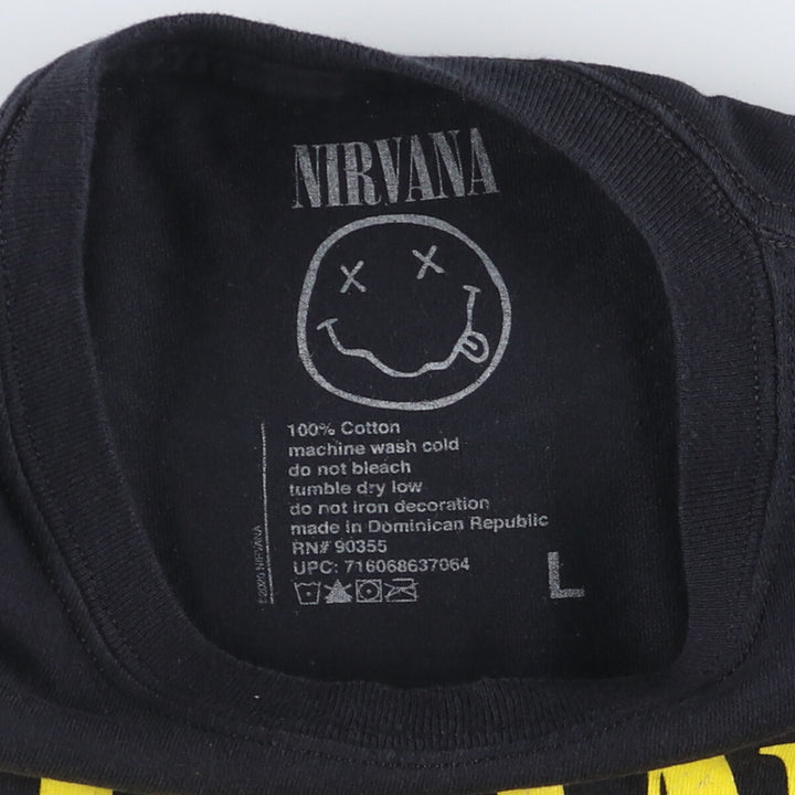 NIRVANA Nirvana Band T-shirt, Band T, Men's L size cotton black type Vintage Second Hand