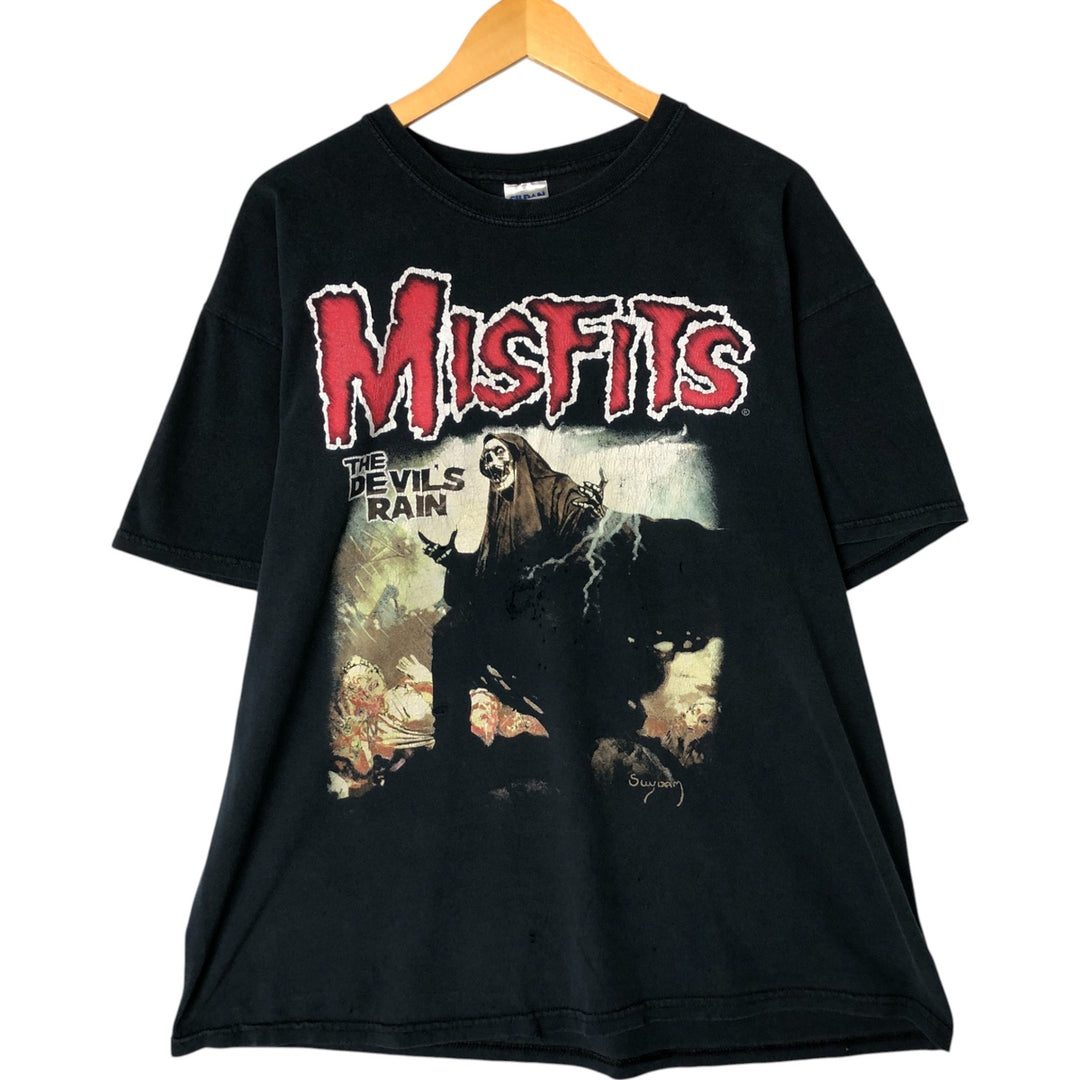 Gildan Misfits Skull Pattern Band T-shirt, Men's XL size cotton black type Vintage Second Hand