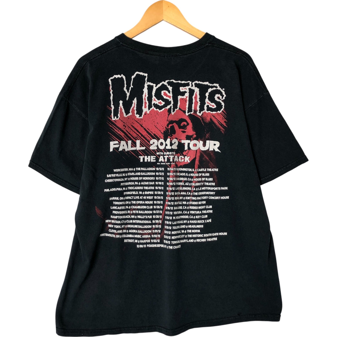Gildan Misfits Skull Pattern Band T-shirt, Men's XL size cotton black type Vintage Second Hand
