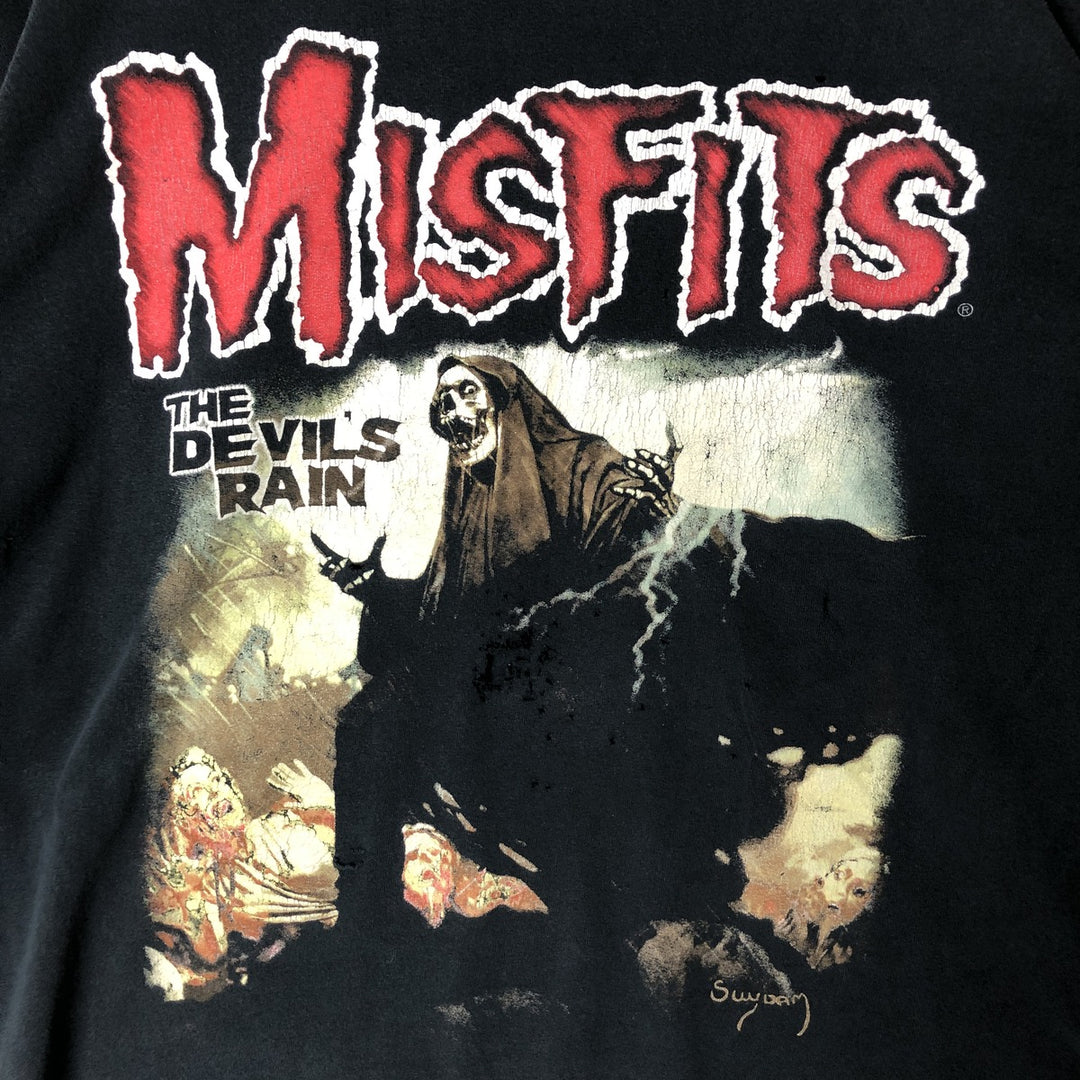 Gildan Misfits Skull Pattern Band T-shirt, Men's XL size cotton black type Vintage Second Hand