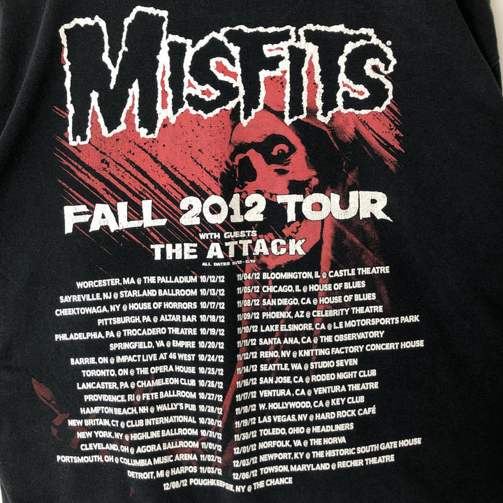 Gildan Misfits Skull Pattern Band T-shirt, Men's XL size cotton black type Vintage Second Hand