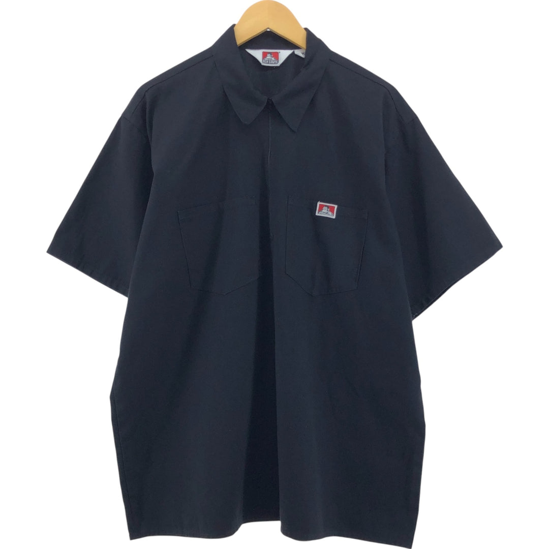 90'S Ben Davis Half-Zip Short-Sleeve Work Shirt Box Shirt Made in USA Men's XXL Vintage cotton black type Vintage Second Hand