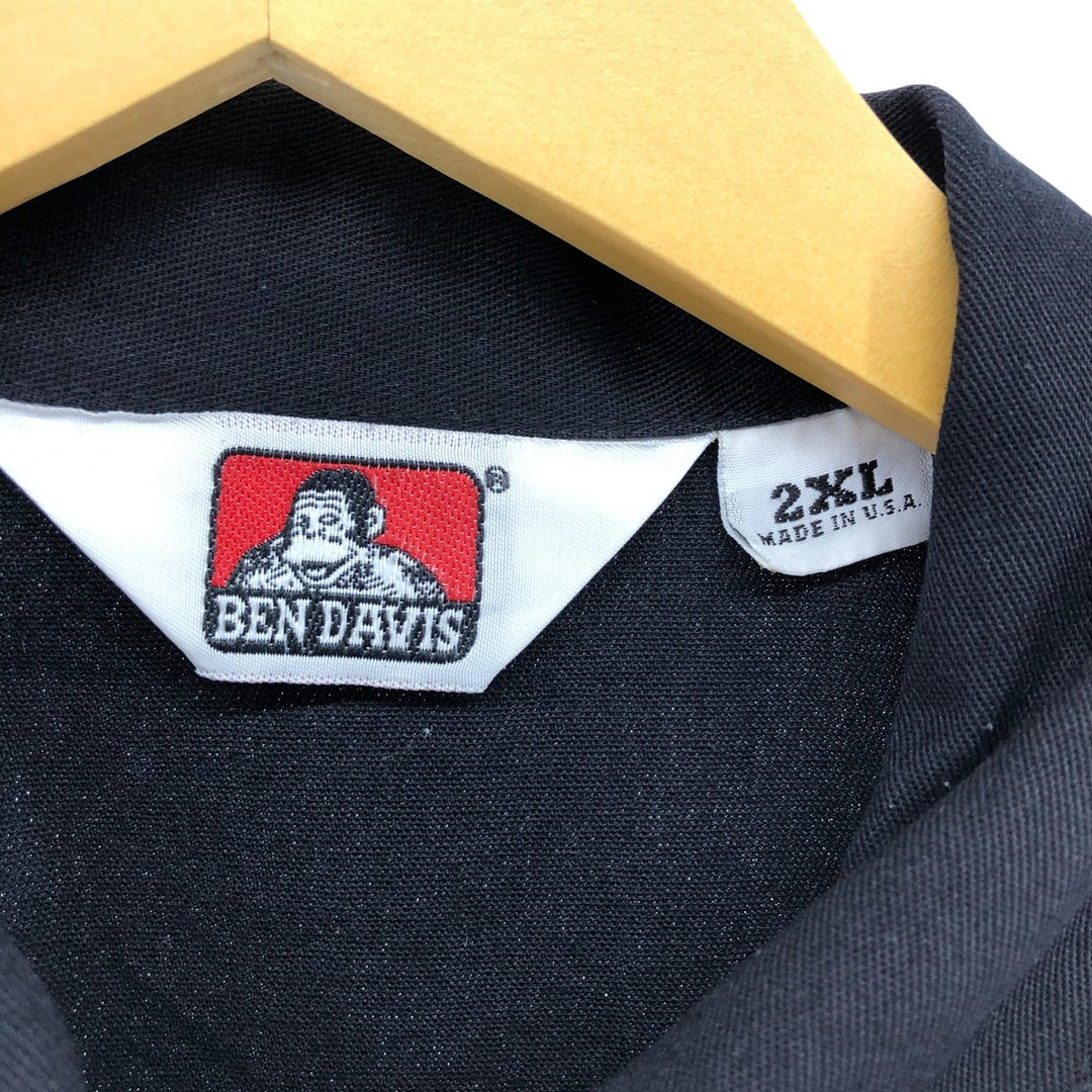 90'S Ben Davis Half-Zip Short-Sleeve Work Shirt Box Shirt Made in USA Men's XXL Vintage cotton black type Vintage Second Hand
