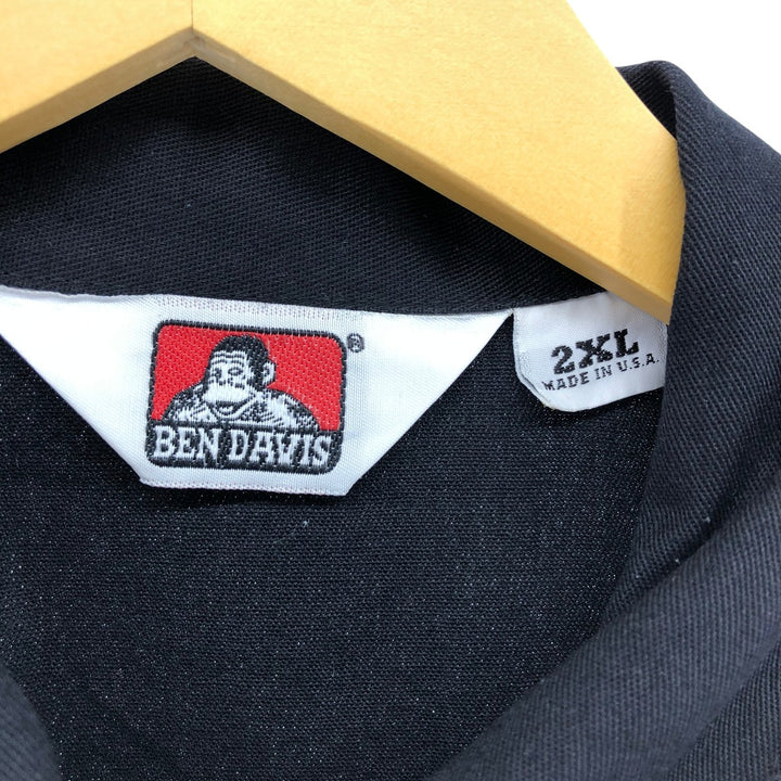 90'S Ben Davis Half-Zip Short-Sleeve Work Shirt Box Shirt Made in USA Men's XXL Vintage cotton black type Vintage Second Hand
