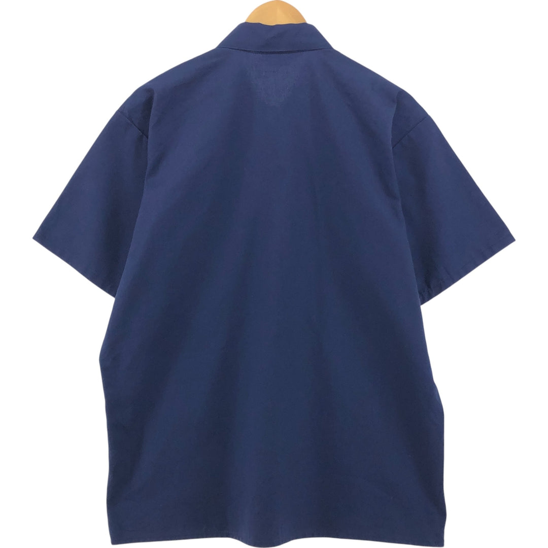 90'S Ben Davis Half-Zip Short-Sleeve Work Shirt Box Shirt Made in USA Men's L Size Vintage cotton navy blue type Vintage Second Hand
