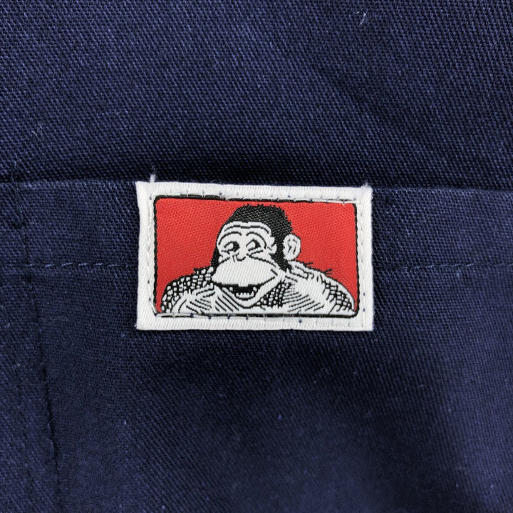 90'S Ben Davis Half-Zip Short-Sleeve Work Shirt Box Shirt Made in USA Men's L Size Vintage cotton navy blue type Vintage Second Hand