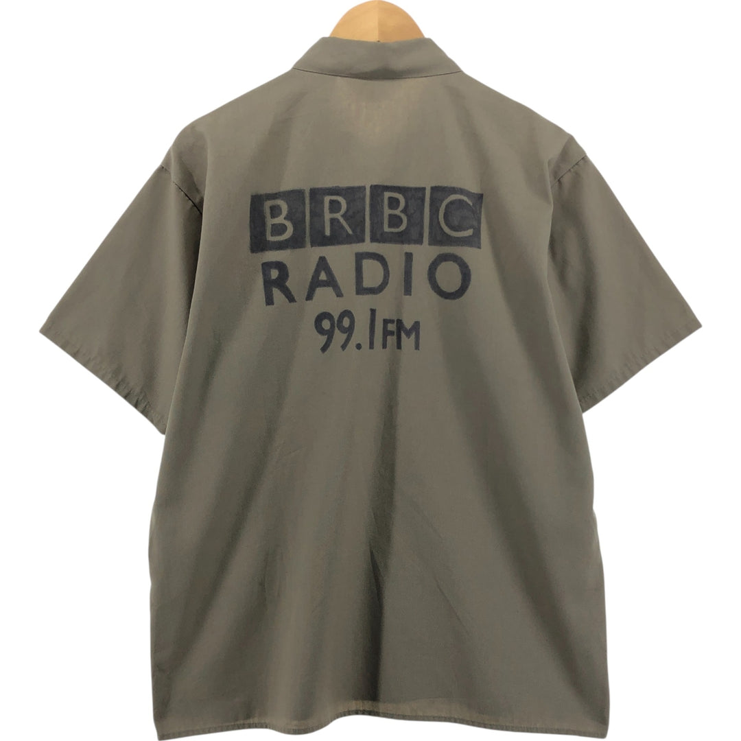 90'S Ben Davis Half-Zip Short-Sleeve Work Shirt Box Shirt Made in USA Men's L Size Vintage cotton Beige type Vintage Second Hand