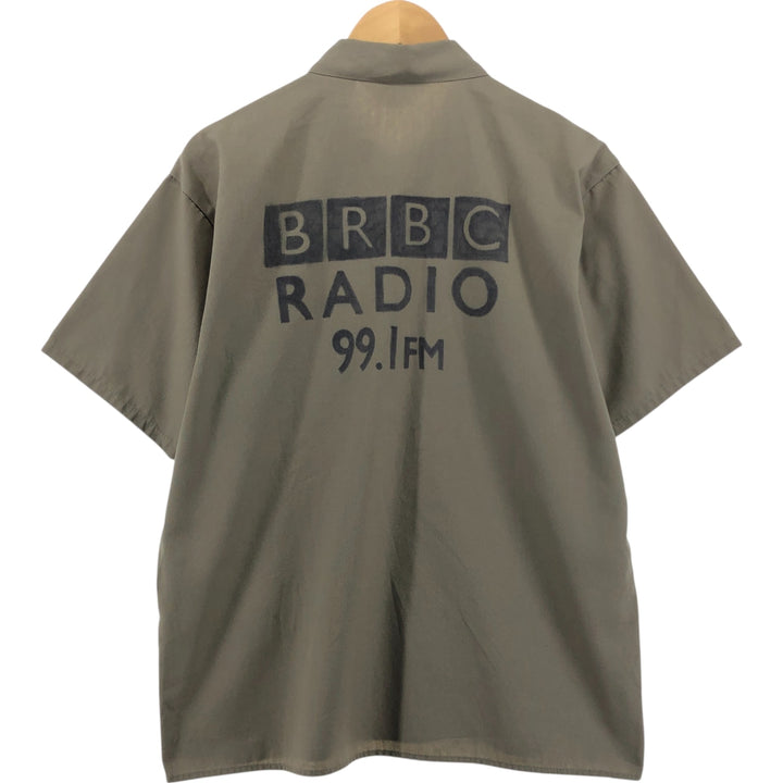 90'S Ben Davis Half-Zip Short-Sleeve Work Shirt Box Shirt Made in USA Men's L Size Vintage cotton Beige type Vintage Second Hand