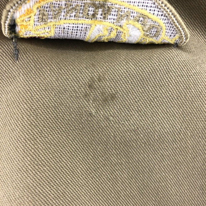 90'S Ben Davis Half-Zip Short-Sleeve Work Shirt Box Shirt Made in USA Men's L Size Vintage cotton Beige type Vintage Second Hand