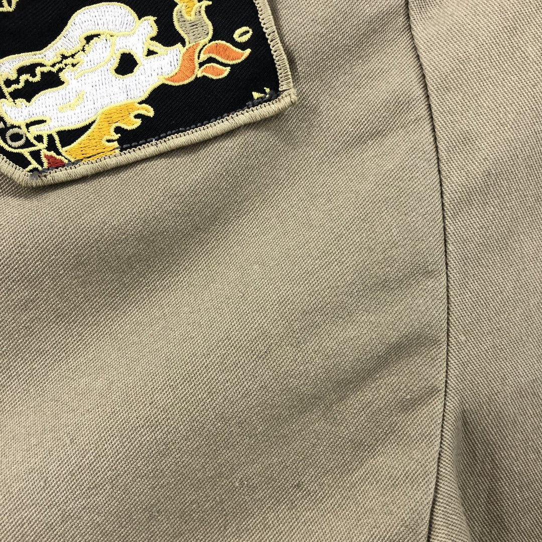 90'S Ben Davis Half-Zip Short-Sleeve Work Shirt Box Shirt Made in USA Men's L Size Vintage cotton Beige type Vintage Second Hand